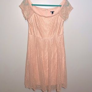 Torrid peach lace off the shoulder midi dress in size 10. New, no tags